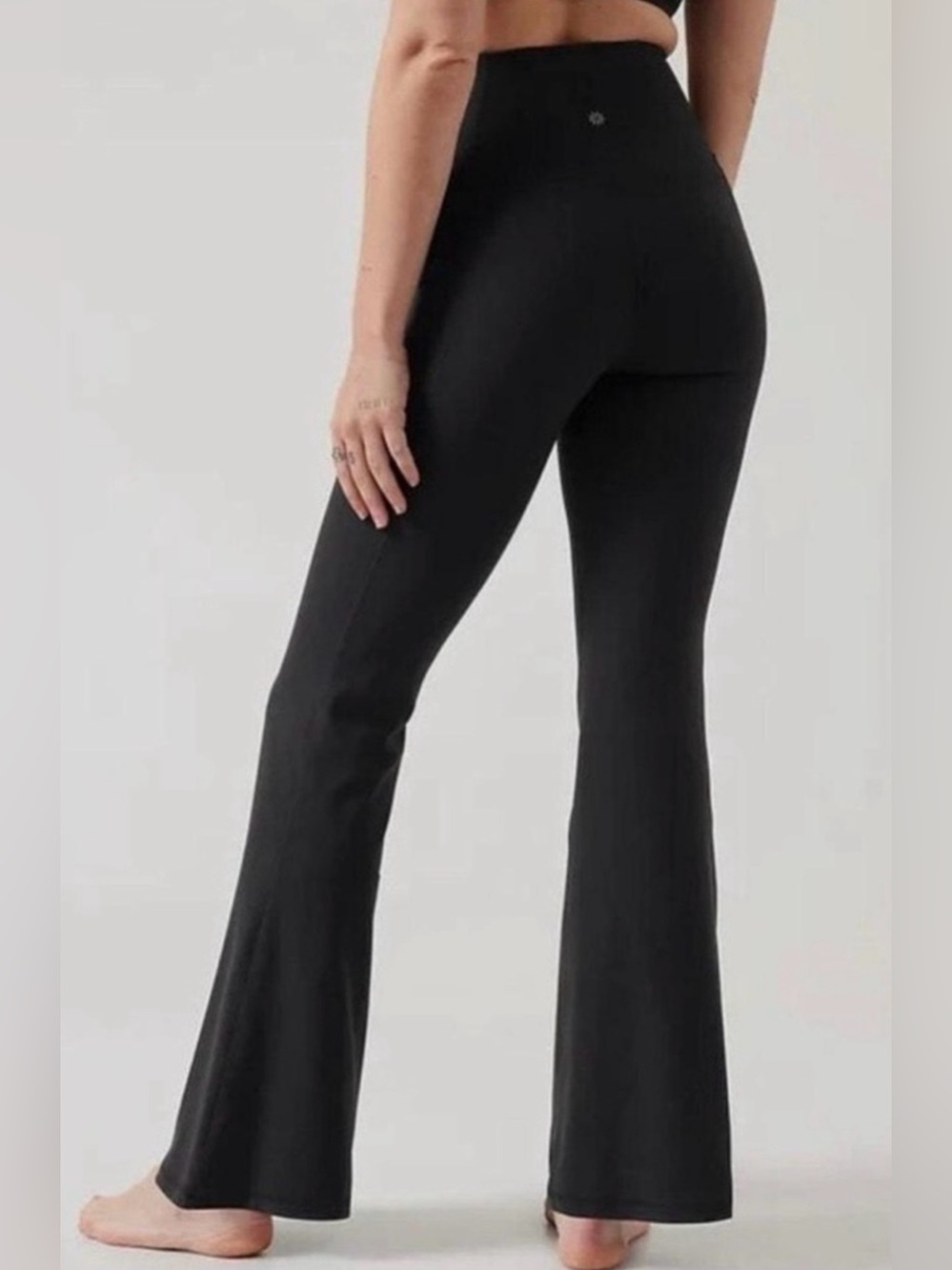 Athleta High-Rise Elation Flare Leggings Black, size L, EUC!